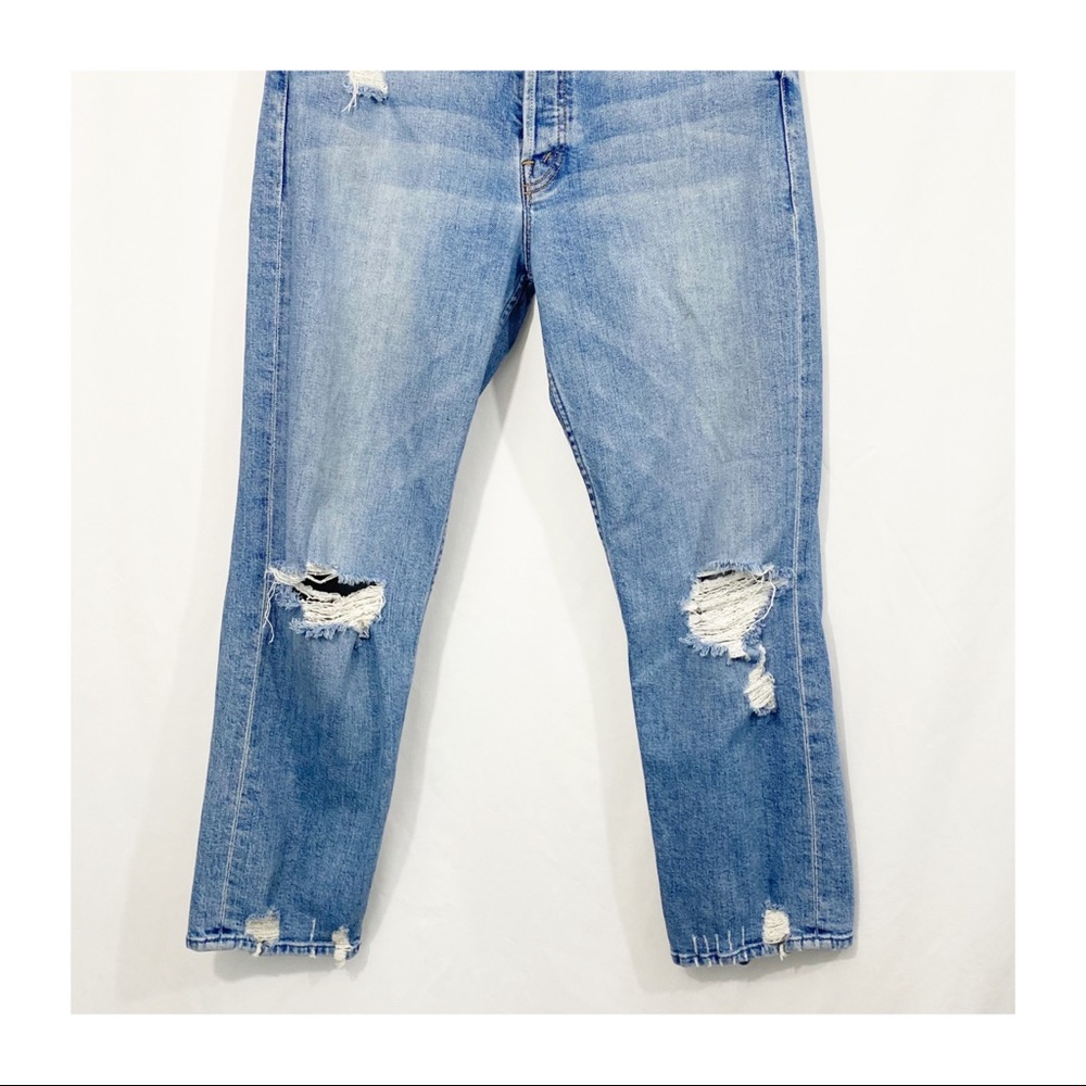 MOTHER Superior The Tomcat Distressed Straight High Rise Denim Jeans Confession - Picture 5 of 14